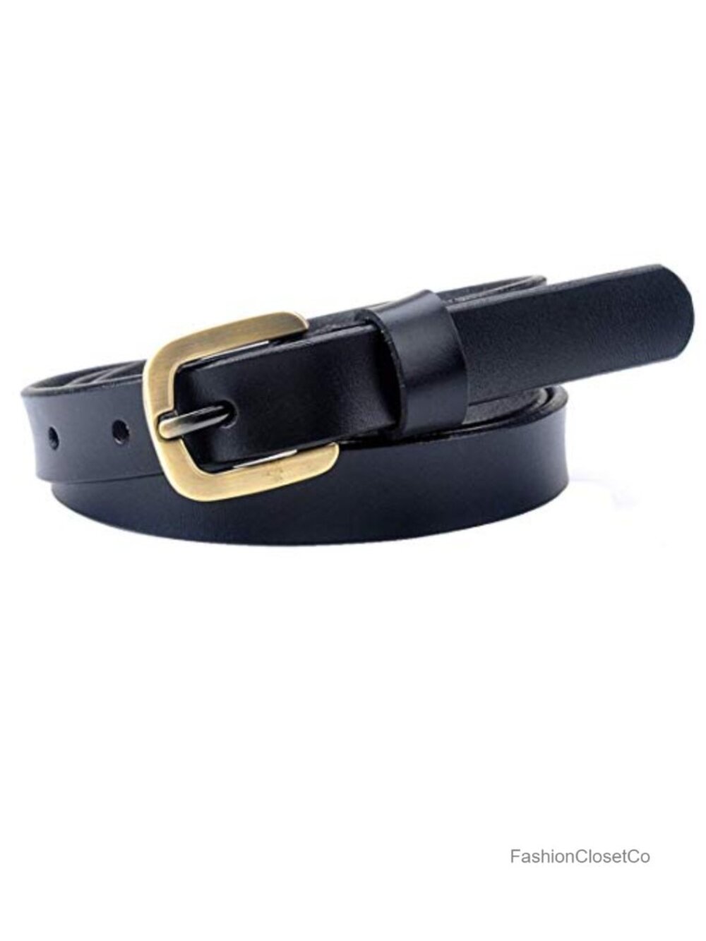 Women's Genuine Leather Skinny Belt Removable Buckle Casual Jeans Pants